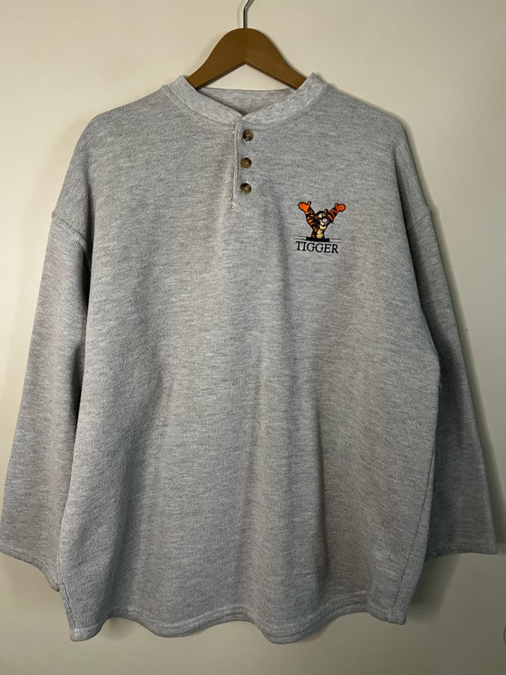 Vintage 90s Gear for Sports Disney Tigger Long Sleeve Henley Button Shirt 2XL